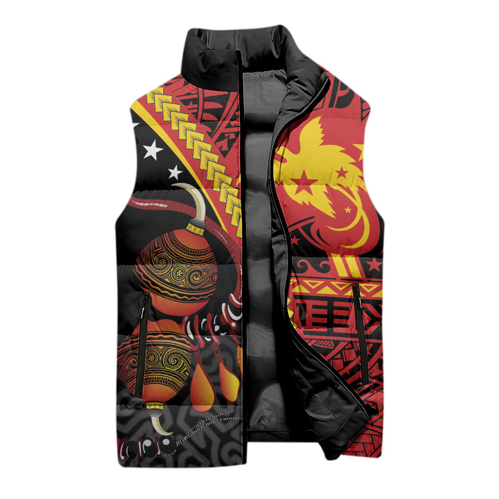 Papua New Guinea Independence Personalised Sleeveless Puffer Jacket PNG Bagi and Lime Pot LT7 - Polynesian Pride