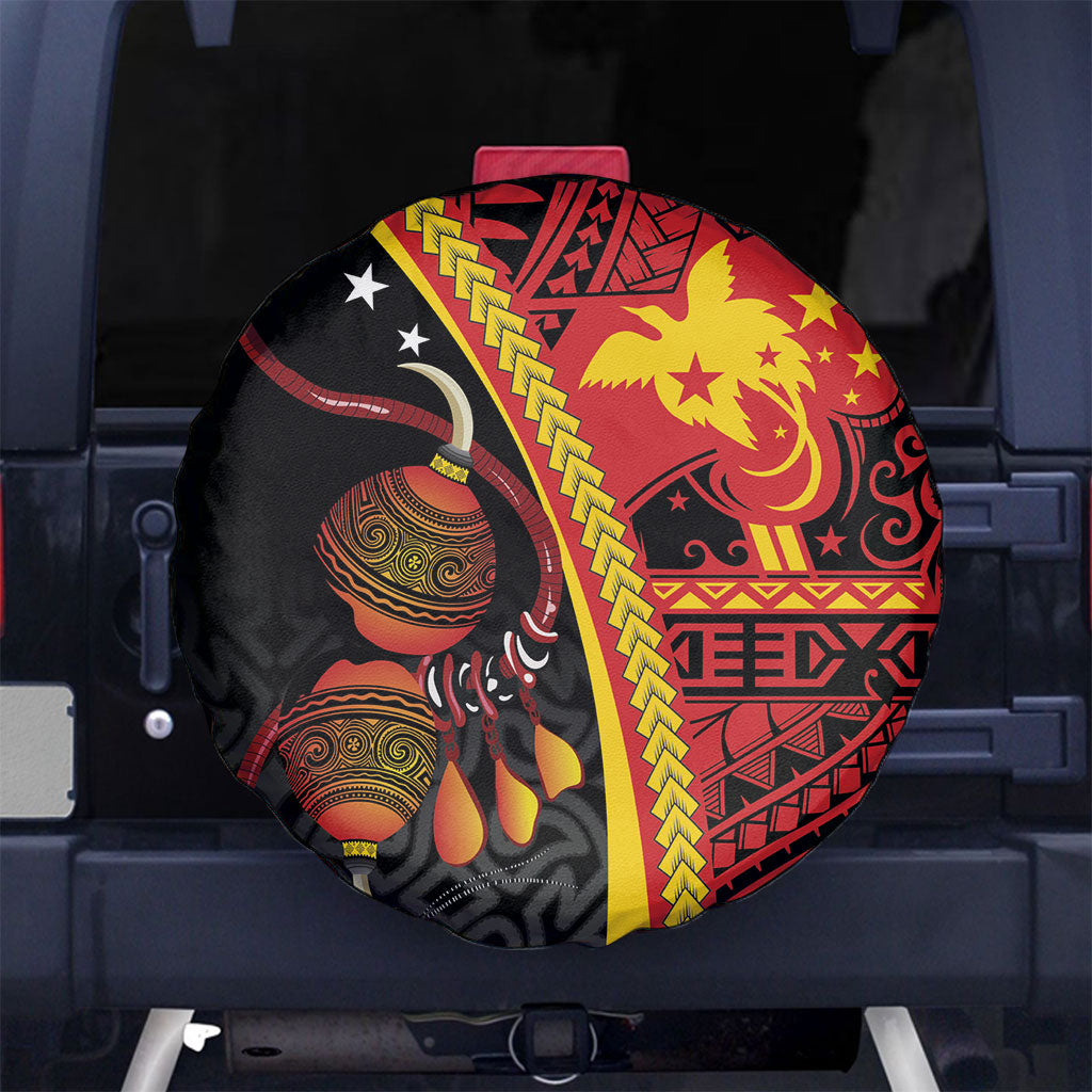Papua New Guinea Independence Spare Tire Cover PNG Bagi and Lime Pot LT7 No hole Black - Polynesian Pride