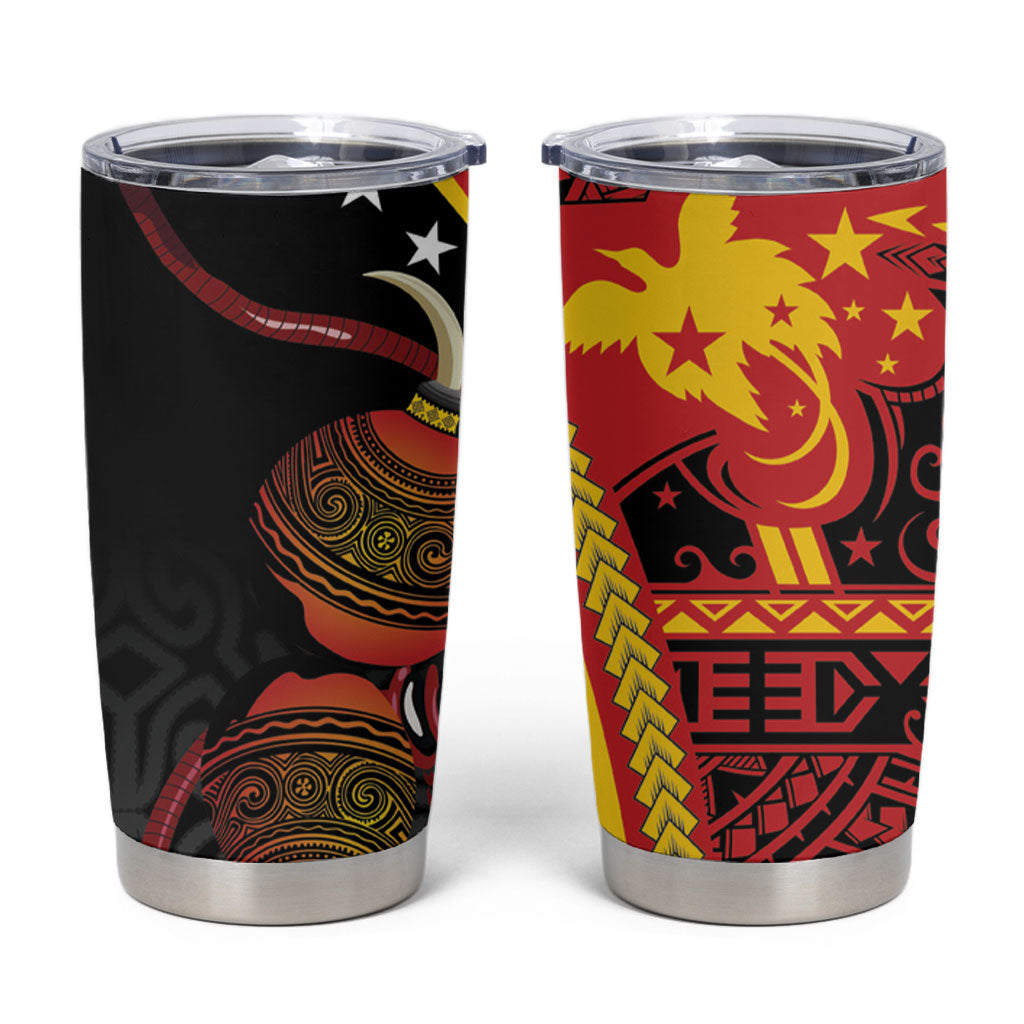 Papua New Guinea Independence Tumbler Cup PNG Bagi and Lime Pot LT7 Black - Polynesian Pride
