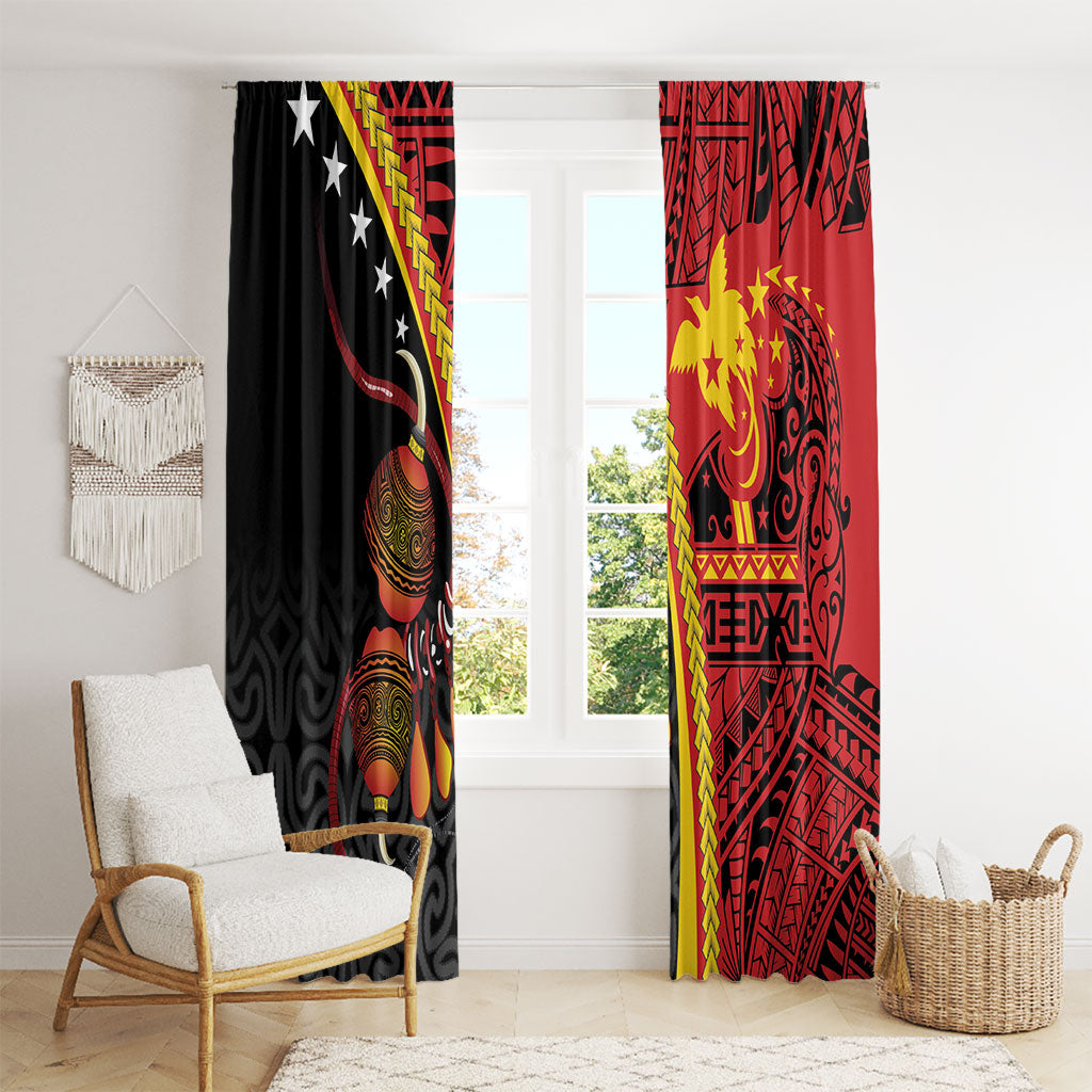 Papua New Guinea Independence Window Curtain PNG Bagi and Lime Pot LT7 - Polynesian Pride