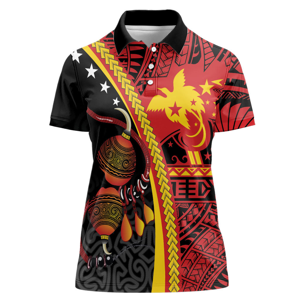 Papua New Guinea Independence Personalised Women Polo Shirt PNG Bagi and Lime Pot LT7 Female Black - Polynesian Pride