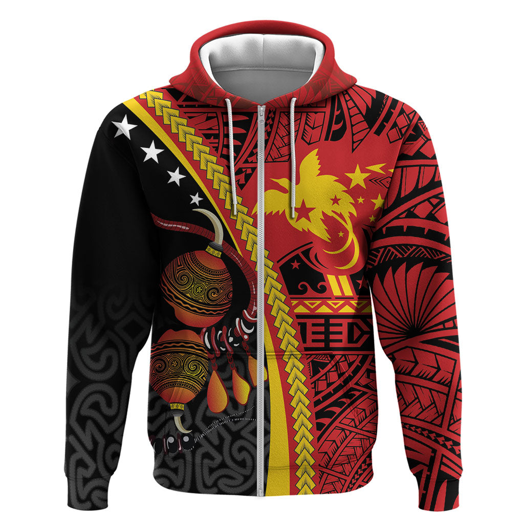 Papua New Guinea Independence Personalised Zip Hoodie PNG Bagi and Lime Pot LT7 Zip Hoodie Black - Polynesian Pride
