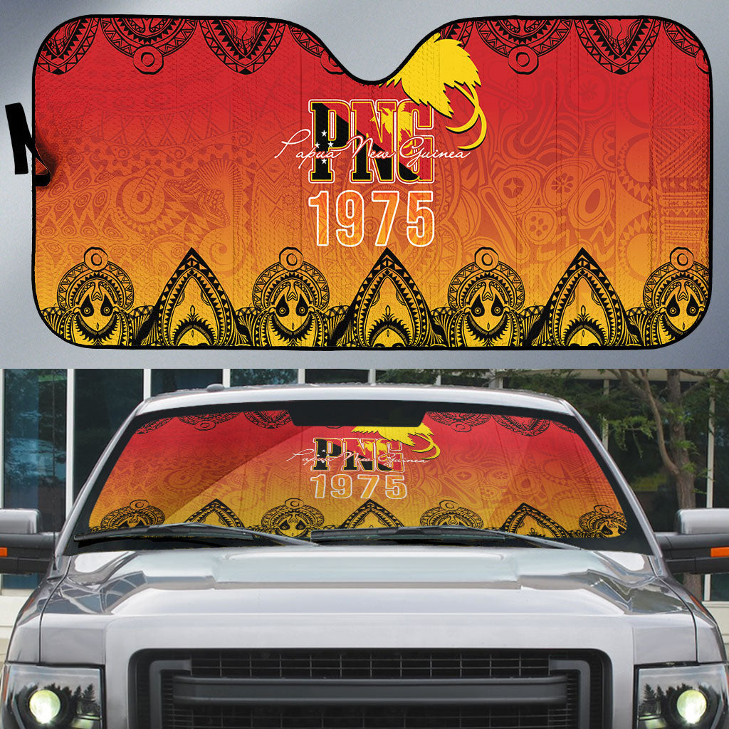 Papua New Guinea 1975 To The Future Auto Sun Shade Sepik Masks LT7 Red - Polynesian Pride