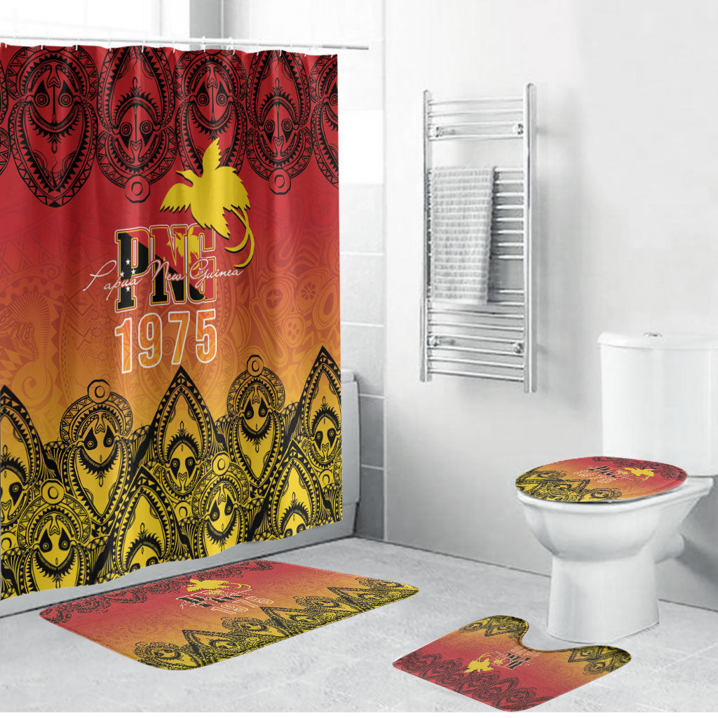 Papua New Guinea 1975 To The Future Bathroom Set Sepik Masks LT7 Bathroom Set (4 pcs) Red - Polynesian Pride