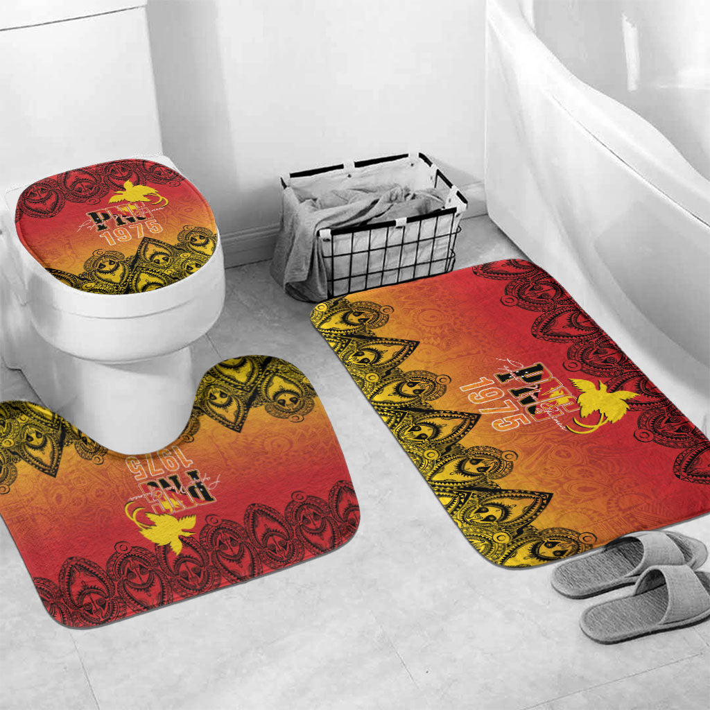 Papua New Guinea 1975 To The Future Bathroom Set Sepik Masks LT7 Mat Set Only (3 pcs) One Size Red - Polynesian Pride