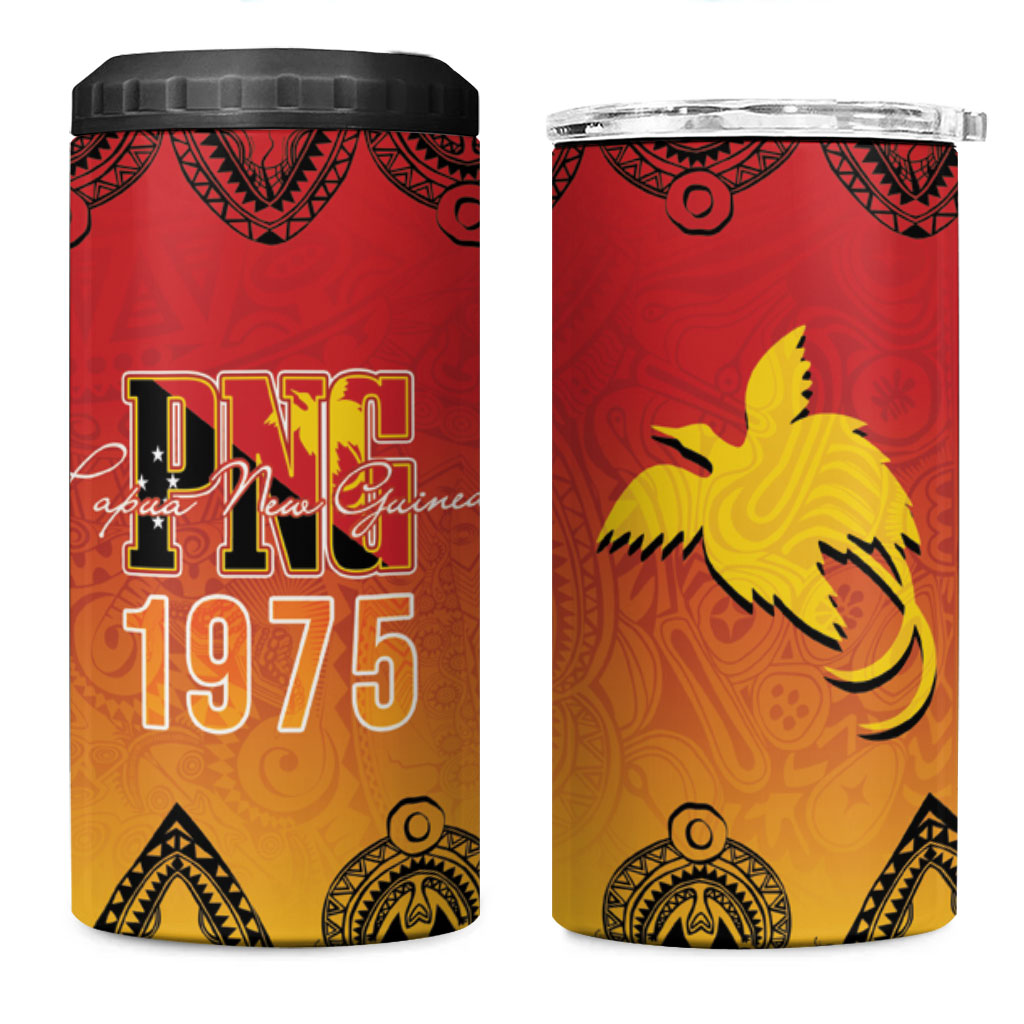 Papua New Guinea 1975 To The Future 4 in 1 Can Cooler Tumbler Sepik Masks LT7 One Size: 16 oz Red - Polynesian Pride