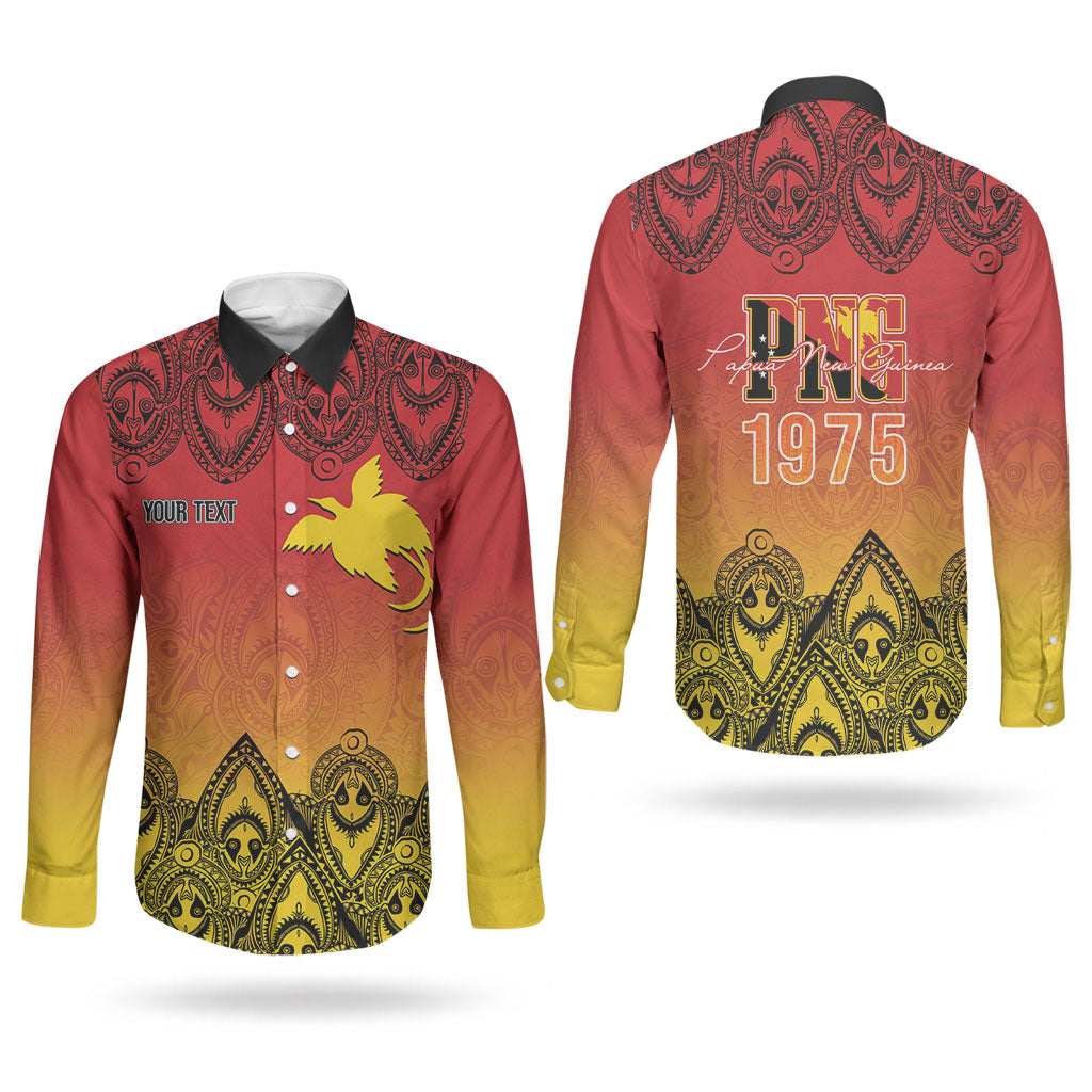 Papua New Guinea 1975 To The Future Personalised Couples Matching Mermaid Dress and Long Sleeve Button Shirt Sepik Masks LT7 - Polynesian Pride