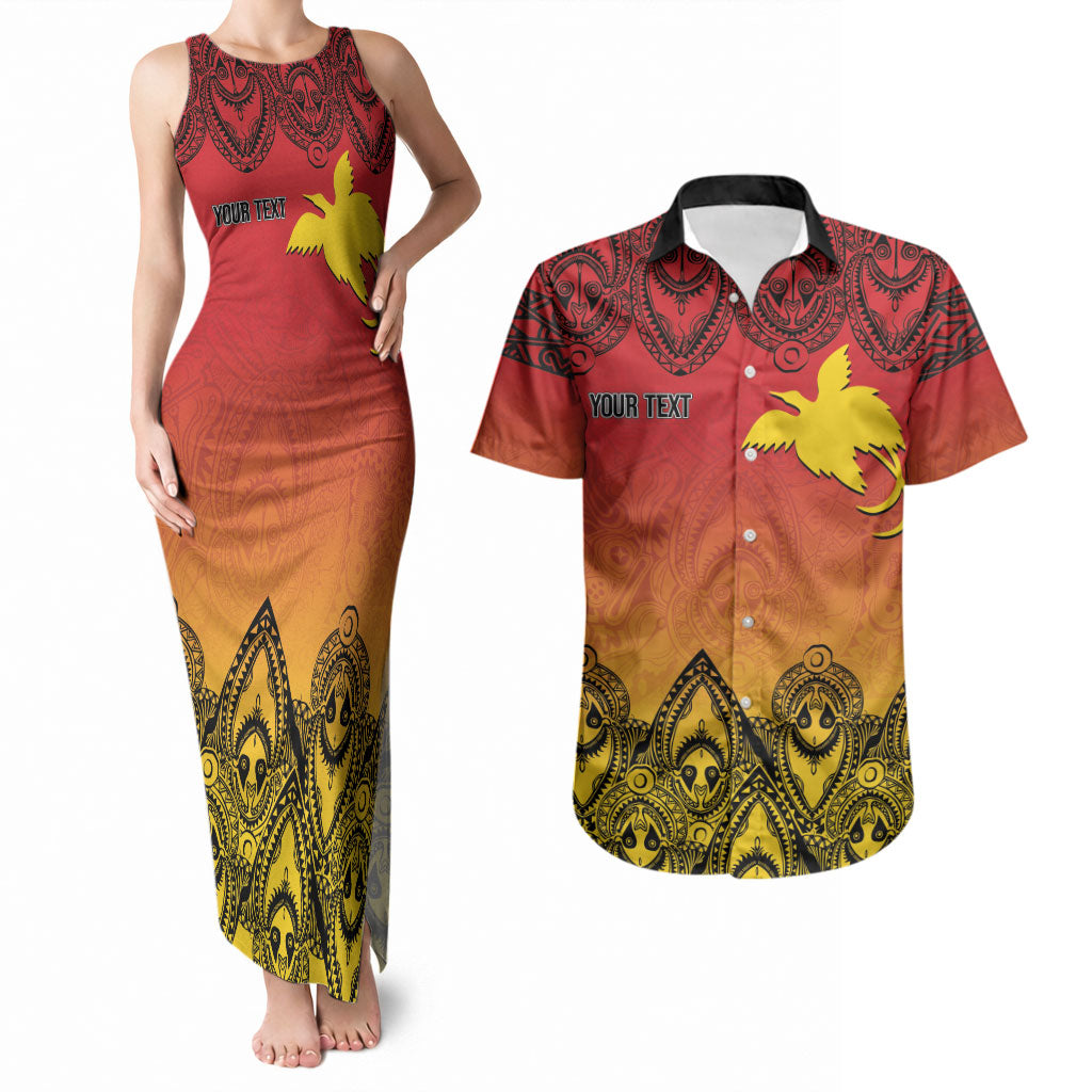 Papua New Guinea 1975 To The Future Personalised Couples Matching Tank Maxi Dress and Hawaiian Shirt Sepik Masks LT7 Red - Polynesian Pride