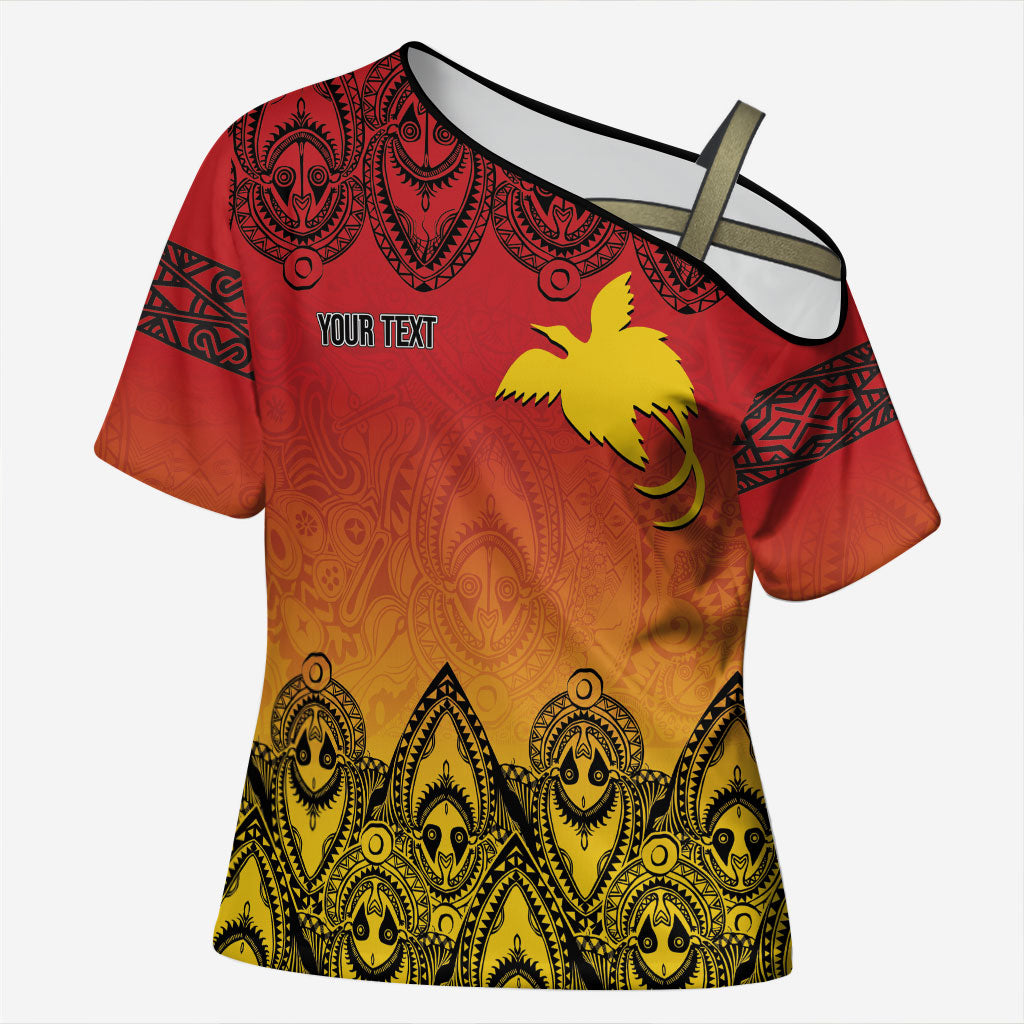 Papua New Guinea 1975 To The Future Personalised Cross Shoulder Shirt Sepik Masks LT7 Female Red - Polynesian Pride