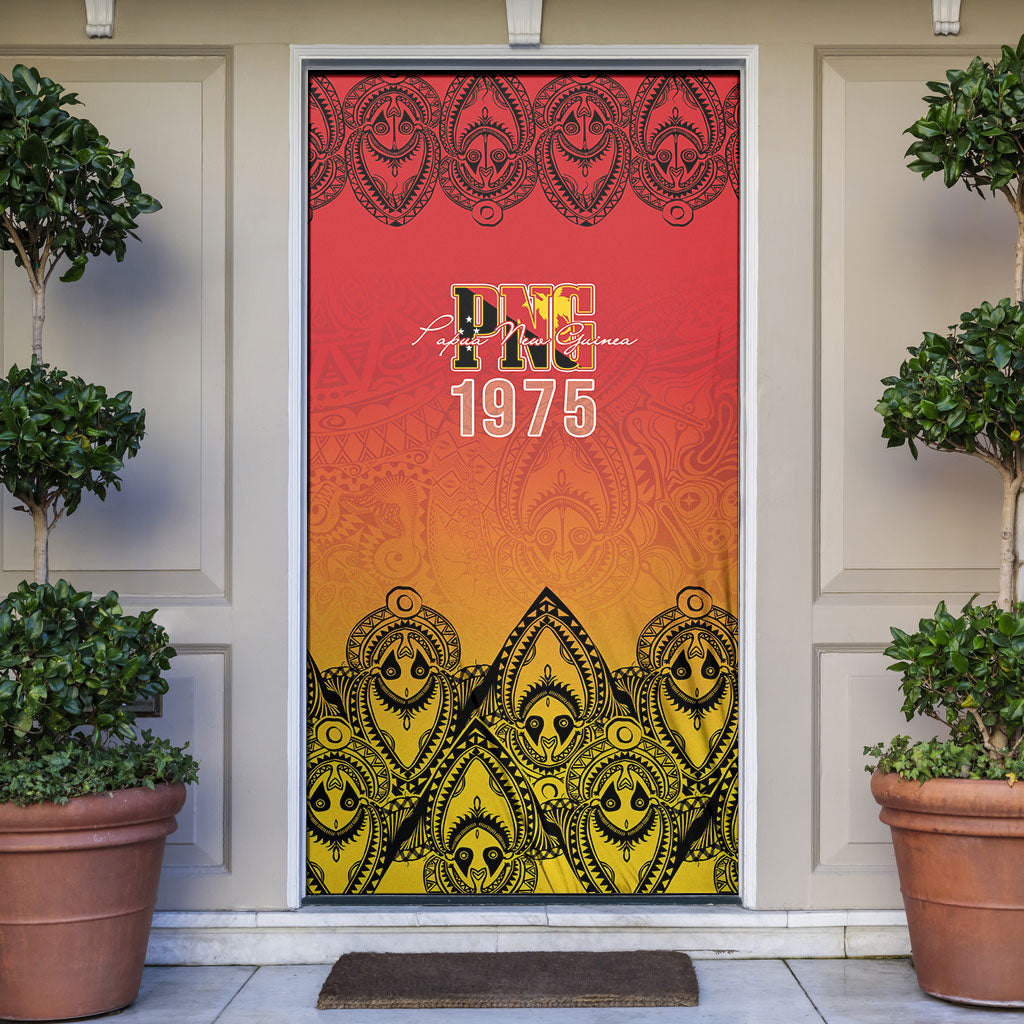 Papua New Guinea 1975 To The Future Door Cover Sepik Masks LT7 Red - Polynesian Pride