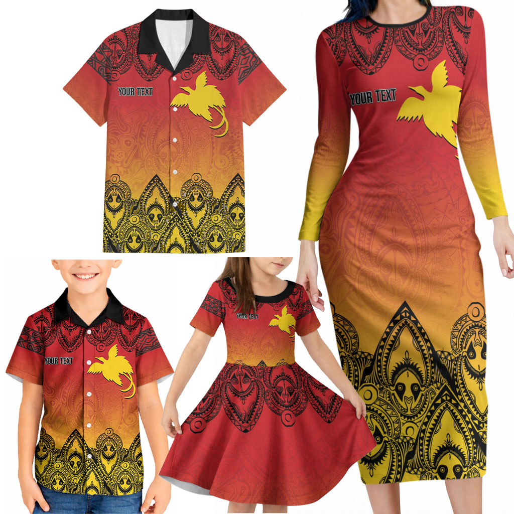 Papua New Guinea 1975 To The Future Personalised Family Matching Long Sleeve Bodycon Dress and Hawaiian Shirt Sepik Masks LT7 - Polynesian Pride