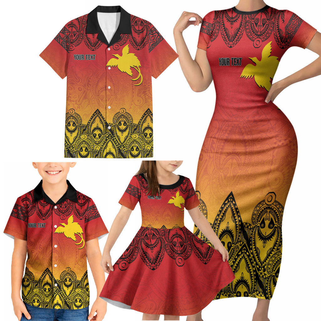 Papua New Guinea 1975 To The Future Personalised Family Matching Short Sleeve Bodycon Dress and Hawaiian Shirt Sepik Masks LT7 - Polynesian Pride