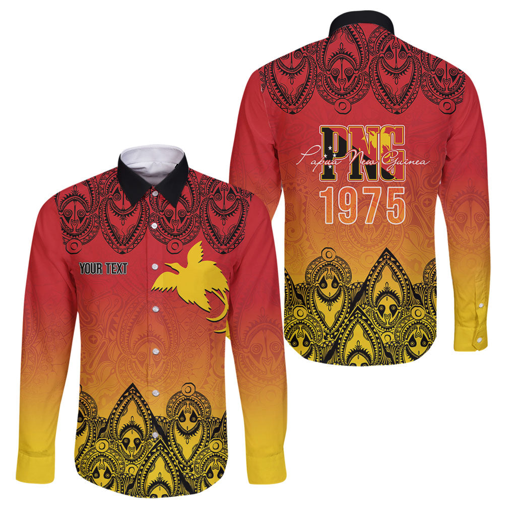 Papua New Guinea 1975 To The Future Personalised Family Matching Tank Maxi Dress and Hawaiian Shirt Sepik Masks LT7 Dad's Shirt - Long Sleeve Red - Polynesian Pride