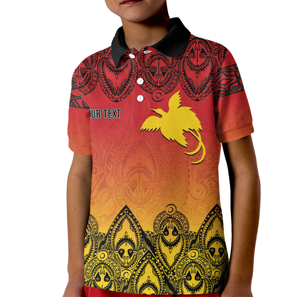 Papua New Guinea 1975 To The Future Personalised Kid Polo Shirt Sepik Masks LT7 Kid Red - Polynesian Pride