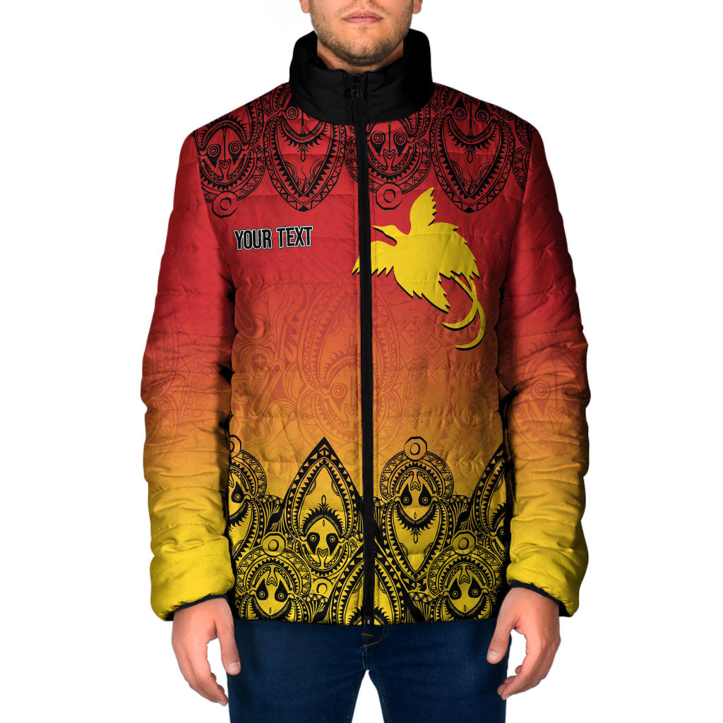 Papua New Guinea 1975 To The Future Personalised Padded Jacket Sepik Masks LT7 Men Red - Polynesian Pride