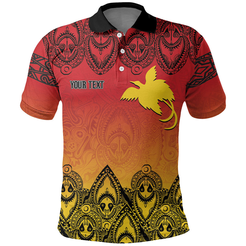 Papua New Guinea 1975 To The Future Personalised Polo Shirt Sepik Masks LT7 Red - Polynesian Pride