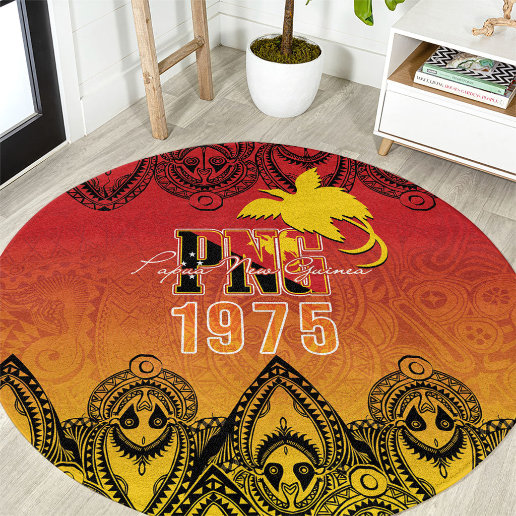 Papua New Guinea 1975 To The Future Round Carpet Sepik Masks LT7 Red - Polynesian Pride