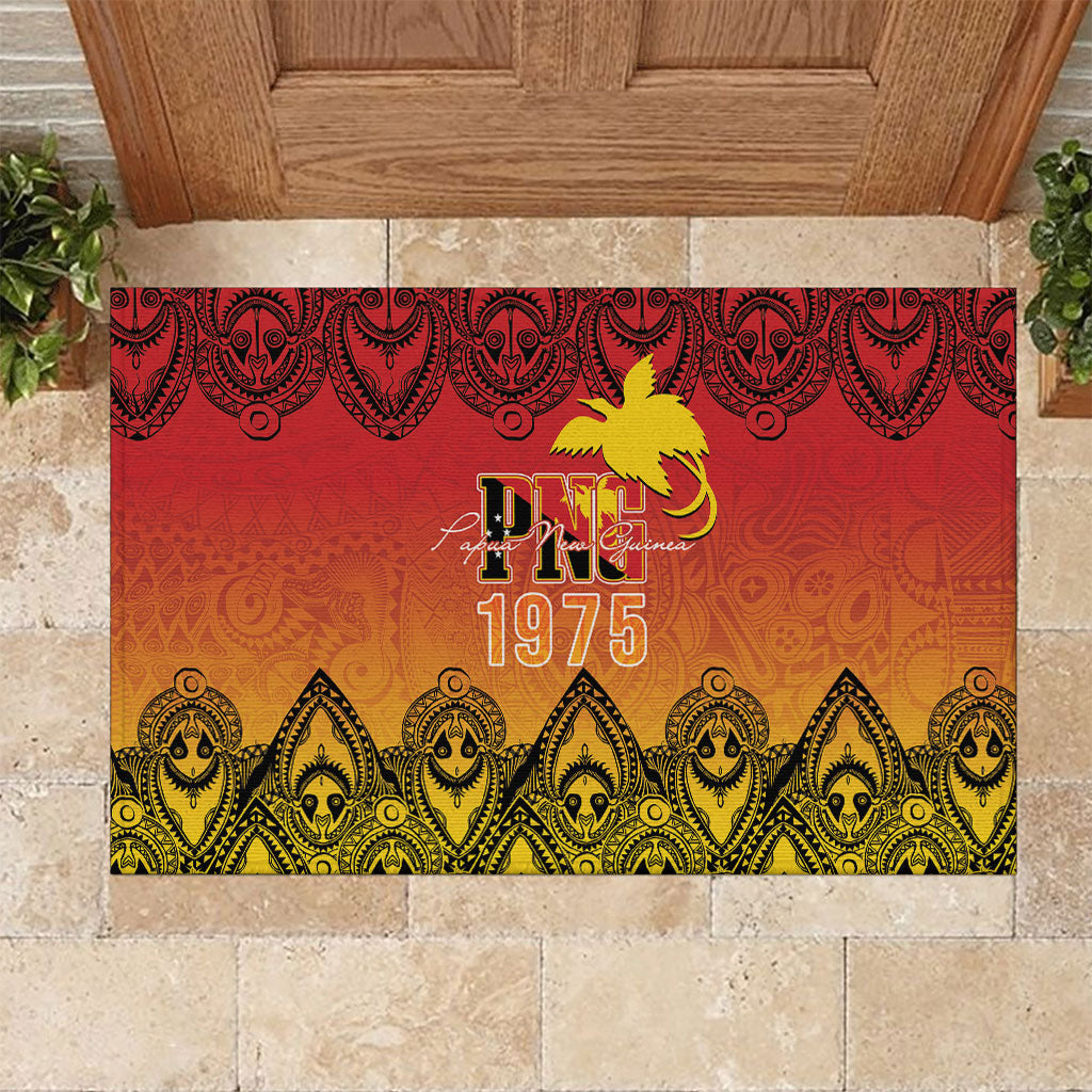 Papua New Guinea 1975 To The Future Rubber Doormat Sepik Masks LT7 Red - Polynesian Pride