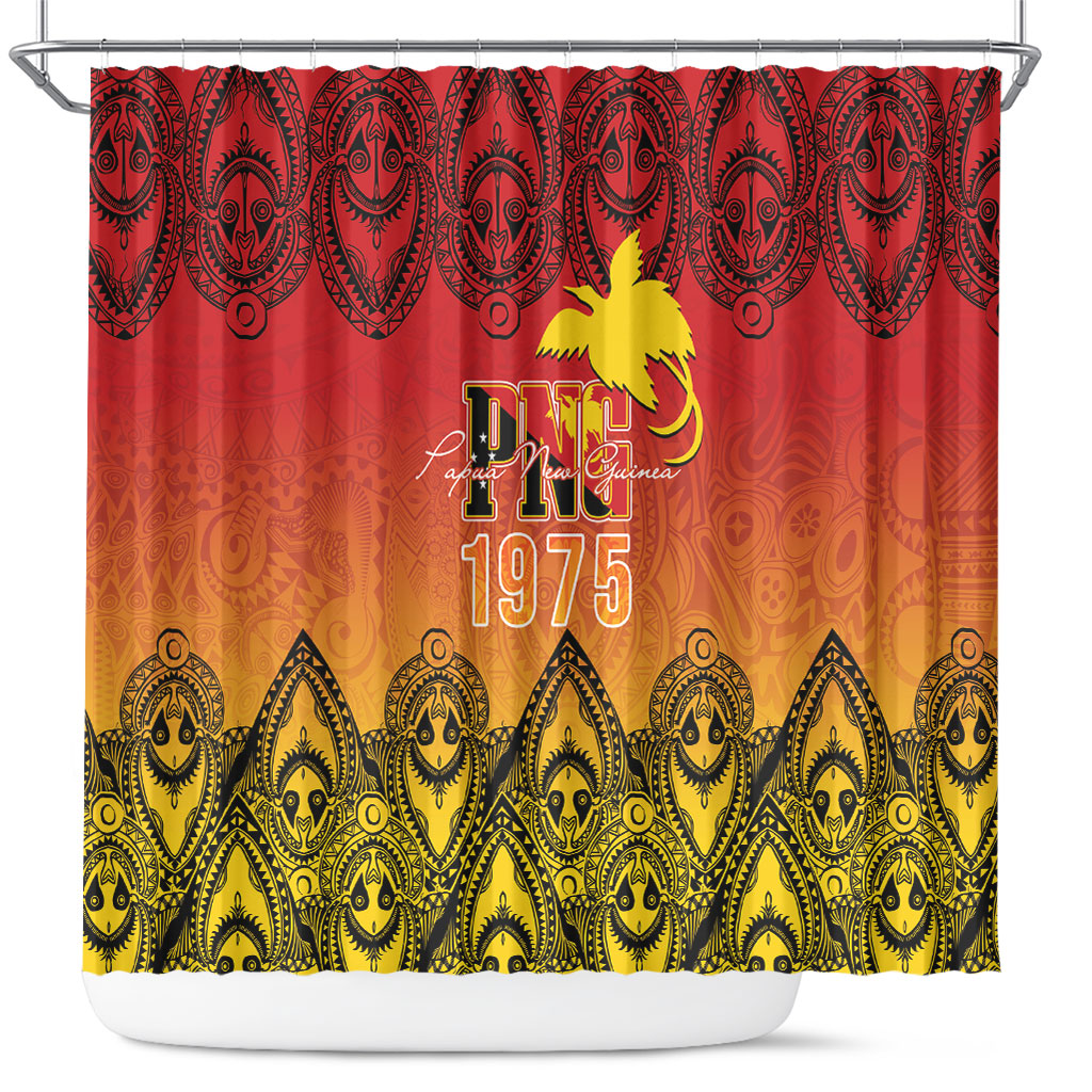 Papua New Guinea 1975 To The Future Shower Curtain Sepik Masks LT7 Red - Polynesian Pride