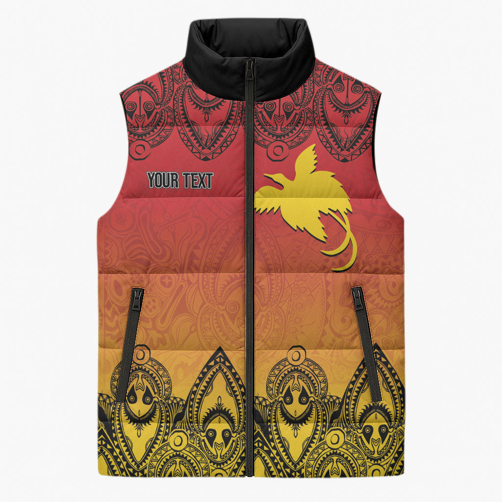 Papua New Guinea 1975 To The Future Personalised Sleeveless Puffer Jacket Sepik Masks LT7 Unisex Red - Polynesian Pride