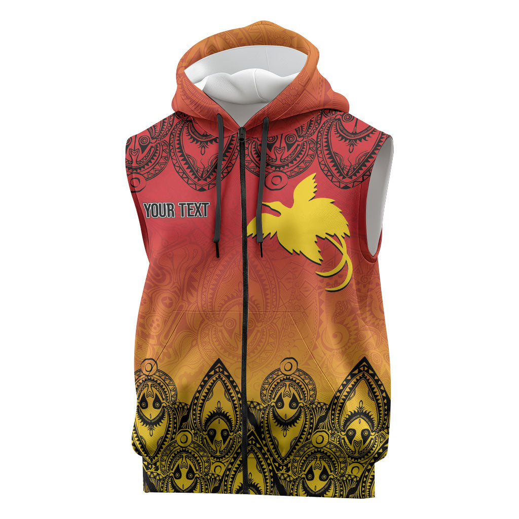 Papua New Guinea 1975 To The Future Personalised Sleeveless Zip Hoodie Sepik Masks LT7 Red - Polynesian Pride