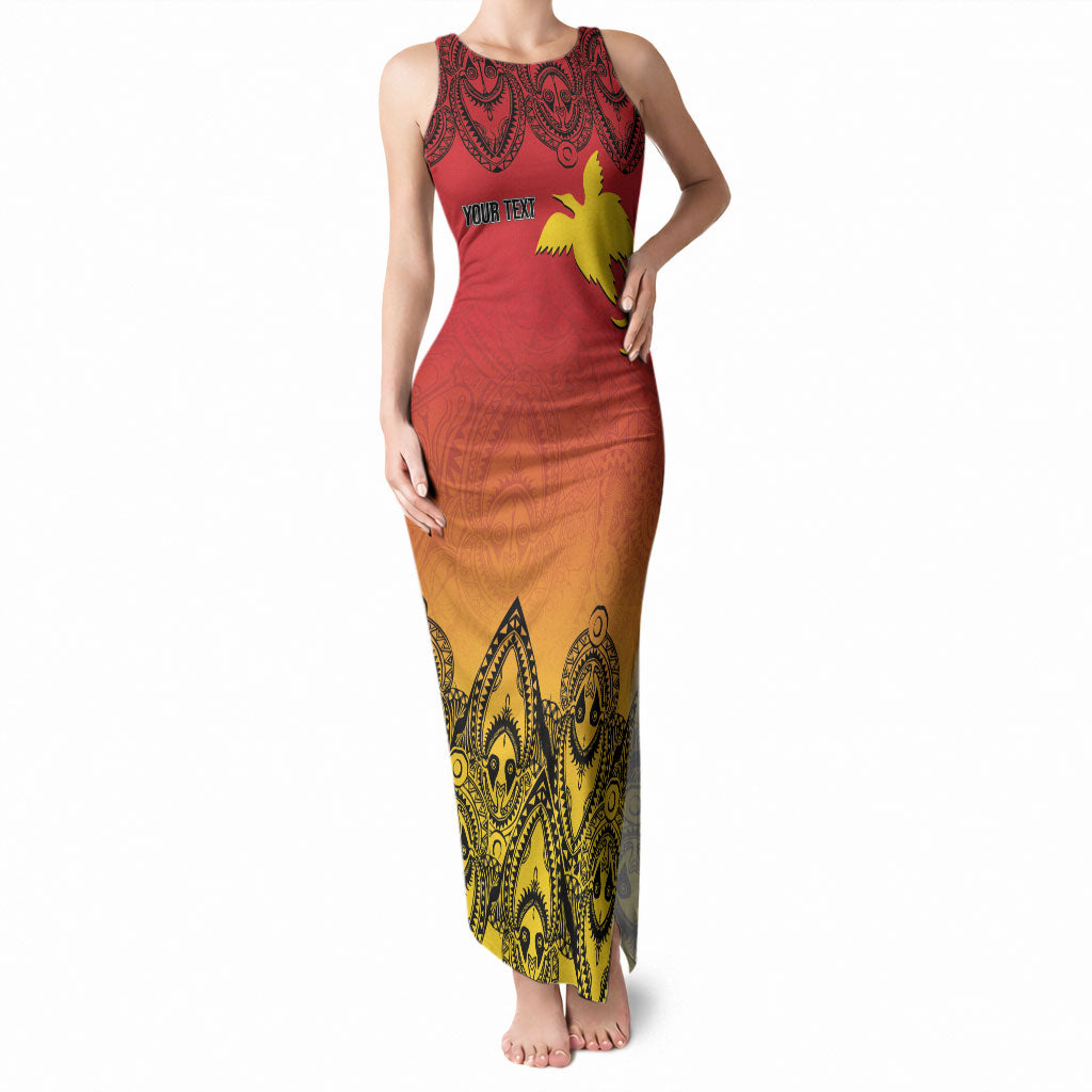 Papua New Guinea 1975 To The Future Personalised Tank Maxi Dress Sepik Masks LT7 Women Red - Polynesian Pride