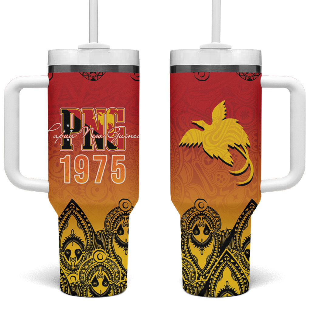 Papua New Guinea 1975 To The Future Tumbler With Handle Sepik Masks LT7 One Size: 40 oz Red - Polynesian Pride