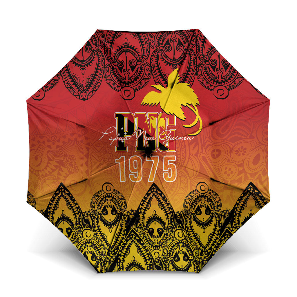 Papua New Guinea 1975 To The Future Umbrella Sepik Masks LT7 One Size Folded 11.42 inch Opened Diameter 37.4 inch Red - Polynesian Pride
