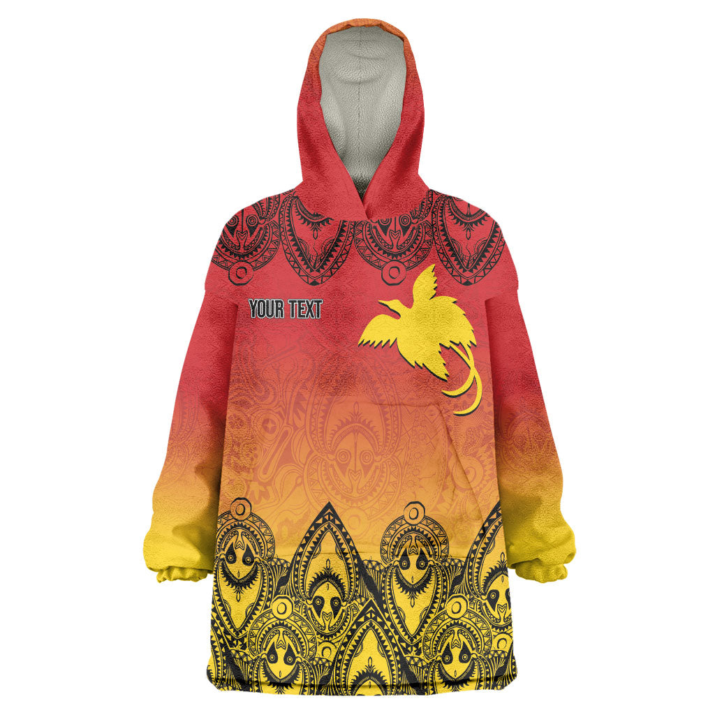 Papua New Guinea 1975 To The Future Personalised Wearable Blanket Hoodie Sepik Masks LT7 One Size Red - Polynesian Pride