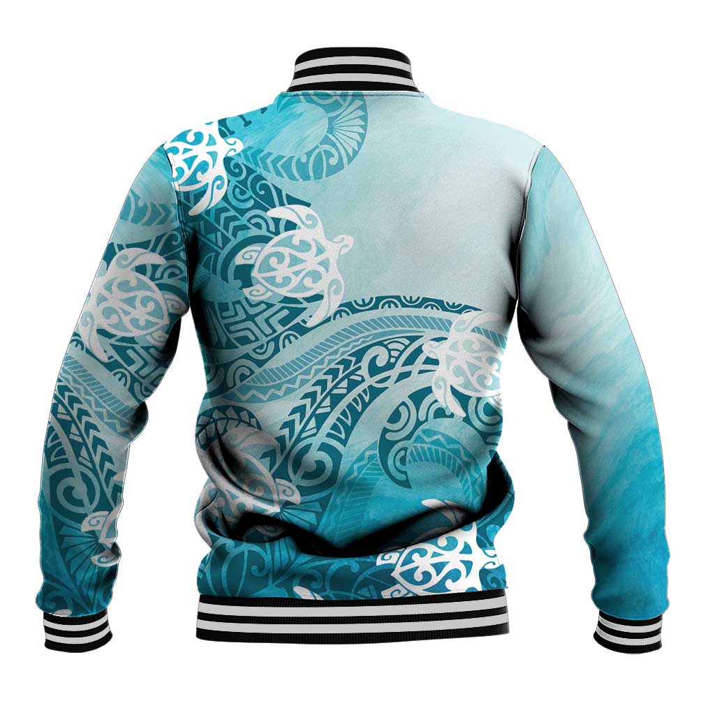 Polynesia Turtle Baseball Jacket Watercolor Abstract Style LT7 - Polynesian Pride