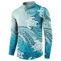 Polynesia Turtle Button Sweatshirt Watercolor Abstract Style