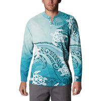 Polynesia Turtle Button Sweatshirt Watercolor Abstract Style