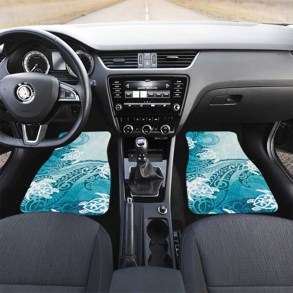 Polynesia Turtle Car Mats Watercolor Abstract Style LT7 Set 2pcs - Front Blue - Polynesian Pride