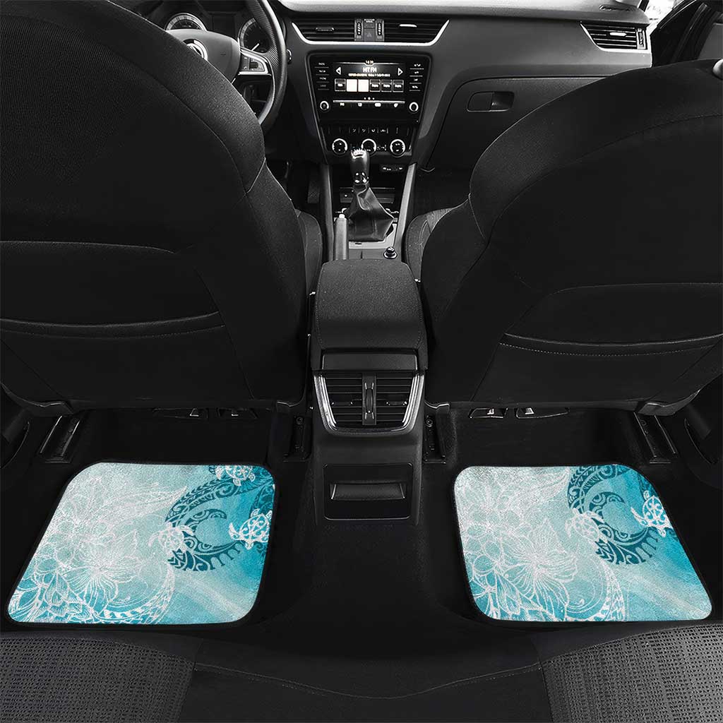 Polynesia Turtle Car Mats Watercolor Abstract Style LT7 Set 2pcs - Back Blue - Polynesian Pride