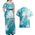 Polynesia Turtle Couples Matching Off Shoulder Maxi Dress and Hawaiian Shirt Watercolor Abstract Style