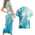 Polynesia Turtle Couples Matching Short Sleeve Bodycon Dress and Hawaiian Shirt Watercolor Abstract Style