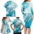 Polynesia Turtle Family Matching Long Sleeve Bodycon Dress and Hawaiian Shirt Watercolor Abstract Style