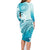 Polynesia Turtle Family Matching Long Sleeve Bodycon Dress and Hawaiian Shirt Watercolor Abstract Style