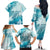 Polynesia Turtle Family Matching Off The Shoulder Long Sleeve Dress and Hawaiian Shirt Watercolor Abstract Style