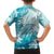 Polynesia Turtle Family Matching Off Shoulder Short Dress and Hawaiian Shirt Watercolor Abstract Style