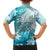 Polynesia Turtle Family Matching Short Sleeve Bodycon Dress and Hawaiian Shirt Watercolor Abstract Style