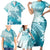 Polynesia Turtle Family Matching Short Sleeve Bodycon Dress and Hawaiian Shirt Watercolor Abstract Style