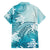 Polynesia Turtle Family Matching Short Sleeve Bodycon Dress and Hawaiian Shirt Watercolor Abstract Style