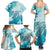 Polynesia Turtle Family Matching Summer Maxi Dress and Hawaiian Shirt Watercolor Abstract Style