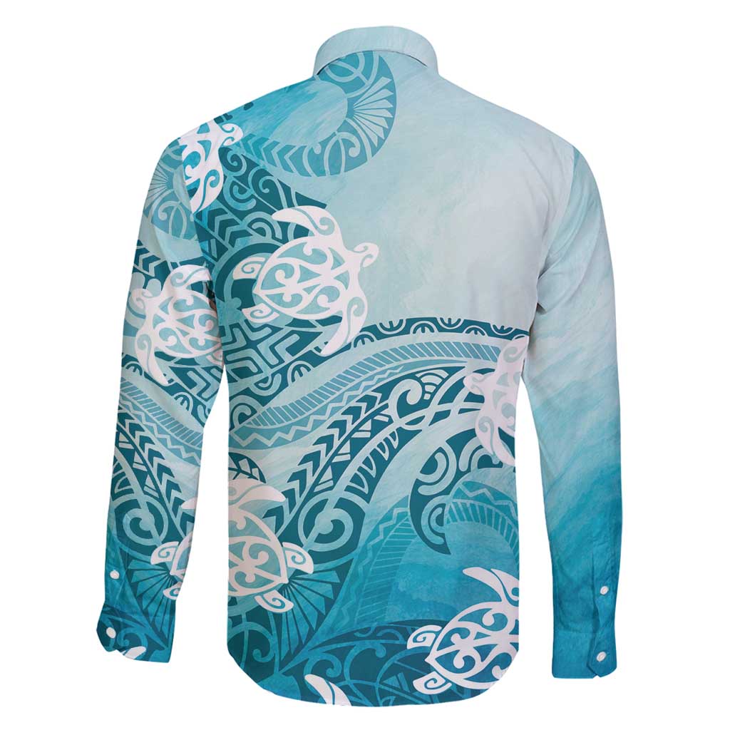 Polynesia Turtle Family Matching Tank Maxi Dress and Hawaiian Shirt Watercolor Abstract Style LT7 - Polynesian Pride