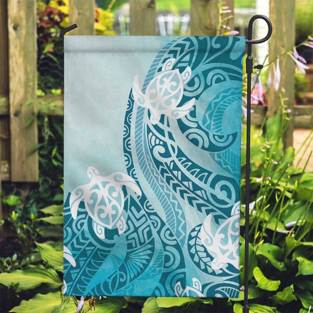 Polynesia Turtle Garden Flag Watercolor Abstract Style LT7 Garden Flag Blue - Polynesian Pride