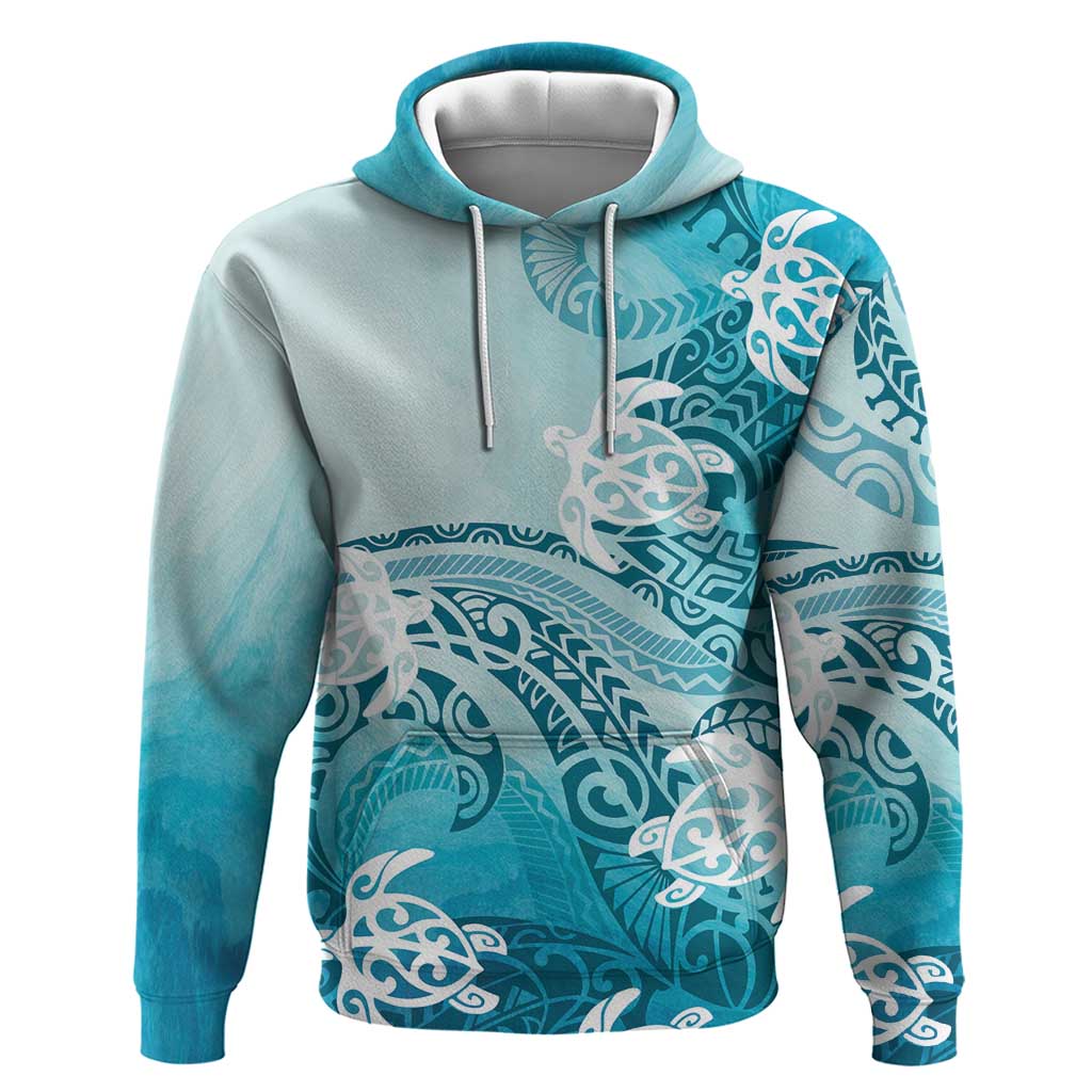 Polynesia Turtle Hoodie Watercolor Abstract Style