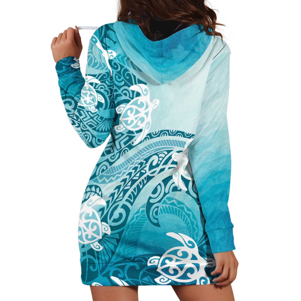 Polynesia Turtle Hoodie Dress Watercolor Abstract Style LT7 - Polynesian Pride