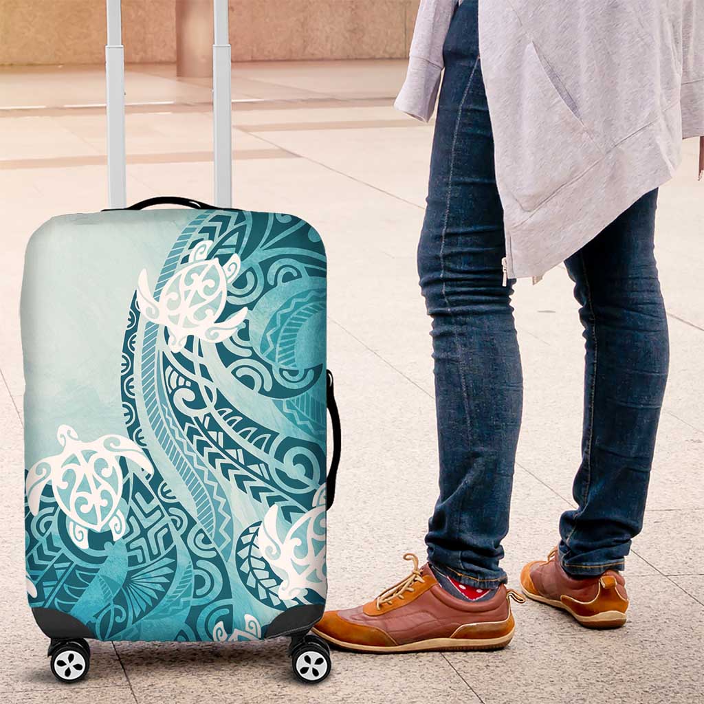 Polynesia Turtle Luggage Cover Watercolor Abstract Style