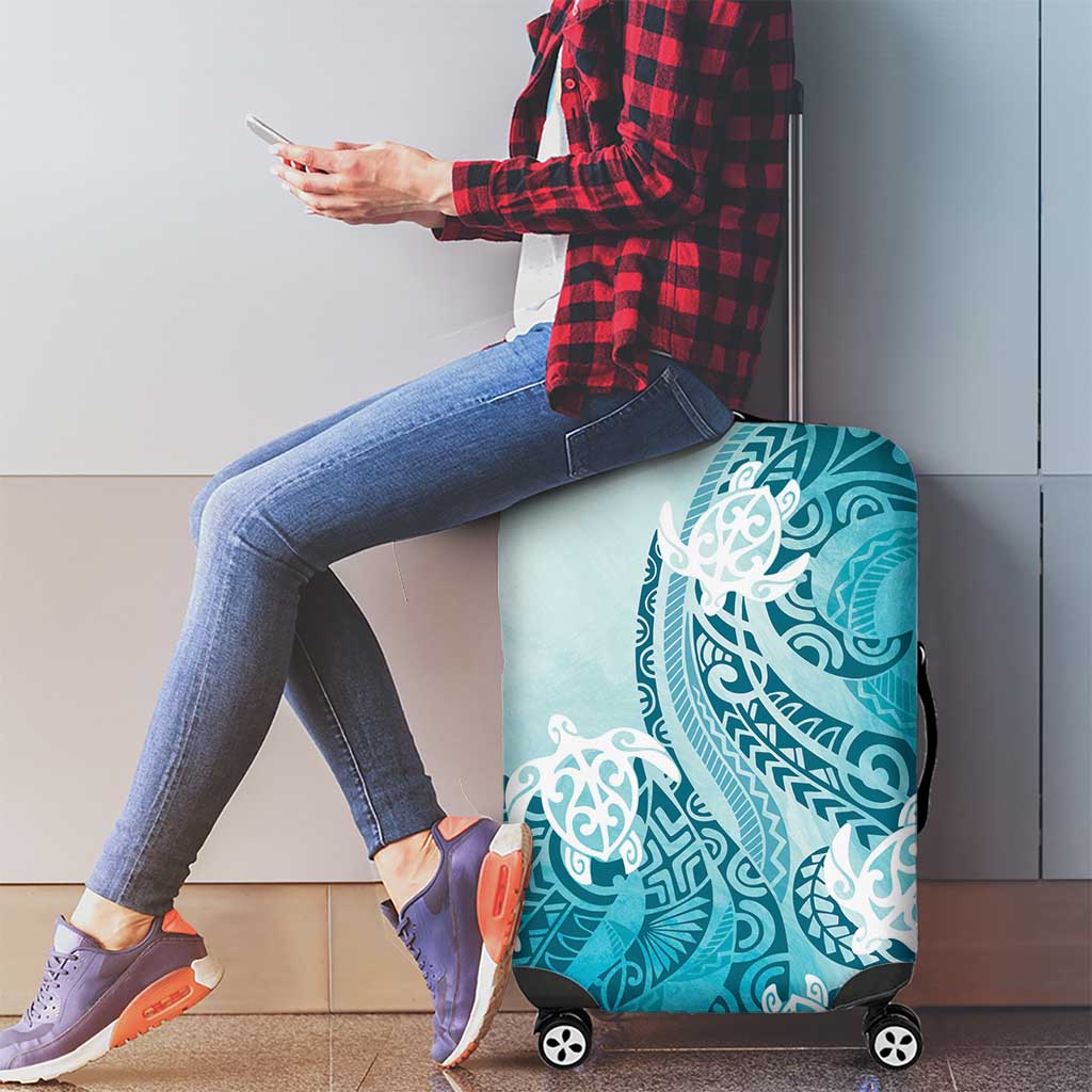 Polynesia Turtle Luggage Cover Watercolor Abstract Style